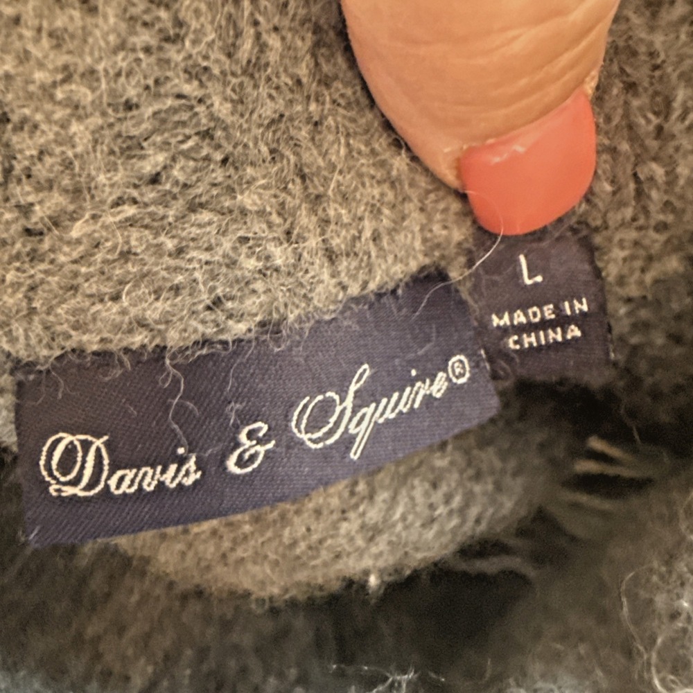 Davis & Squire Gray Nordic Style Yoke Wool Blend Henly Sweater Mens Sz L - Picture 6 of 7